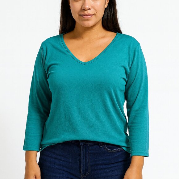 Michael Stars Teal V-Neck Top One Size Fits Most - Picture 1 of 4